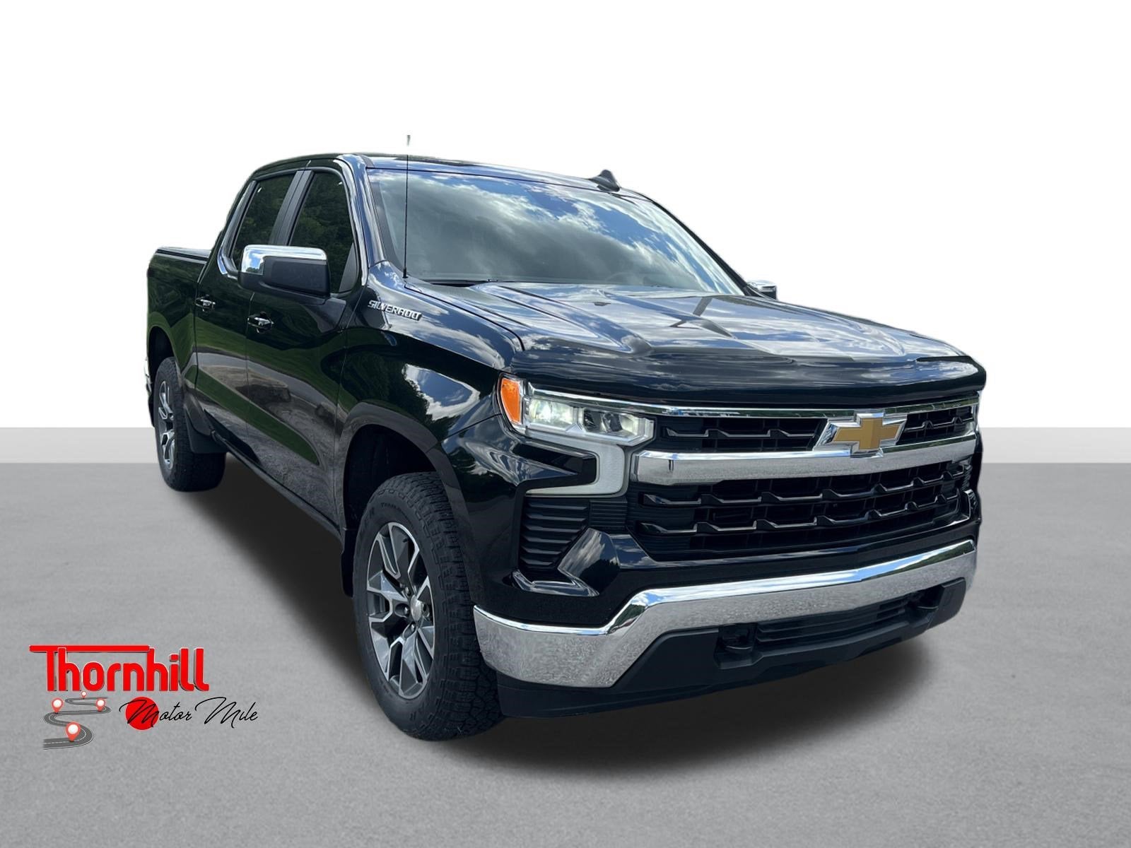 2023 Chevrolet Silverado 1500 LT (2FL) in Black — front three-quarter view