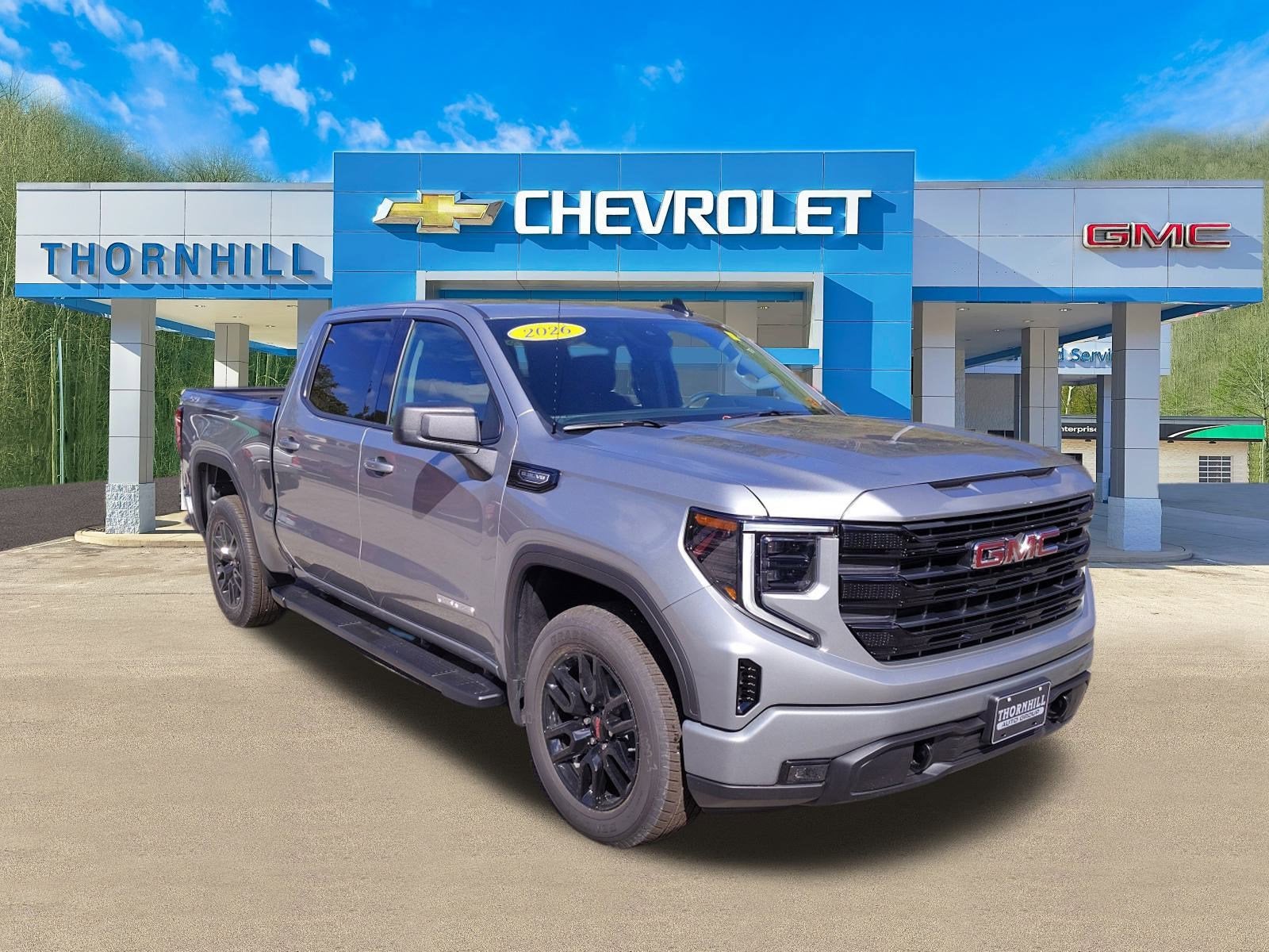 2026 GMC Sierra 1500 Elevation in Sterling Metallic — front three-quarter view