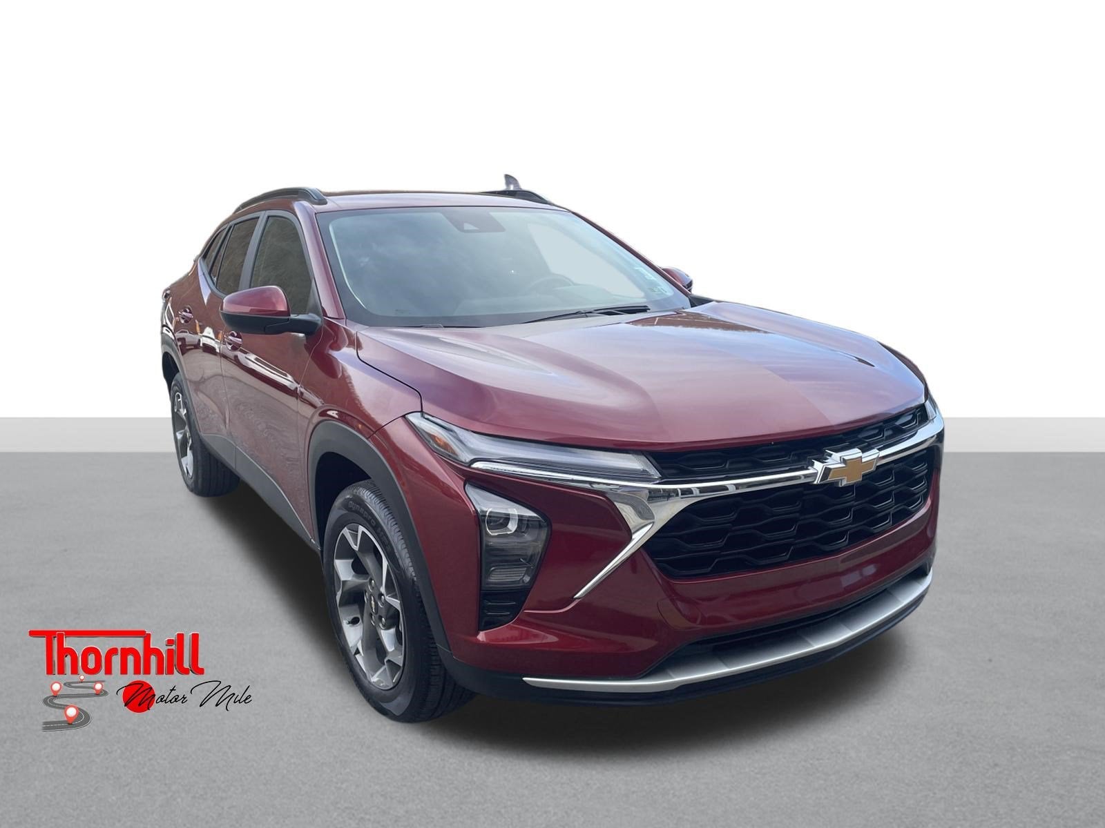 2025 Chevrolet Trax LT in Crimson Metallic — front three-quarter view
